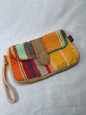 Catori Kantha - Stitch Striped Wristlet Clutch